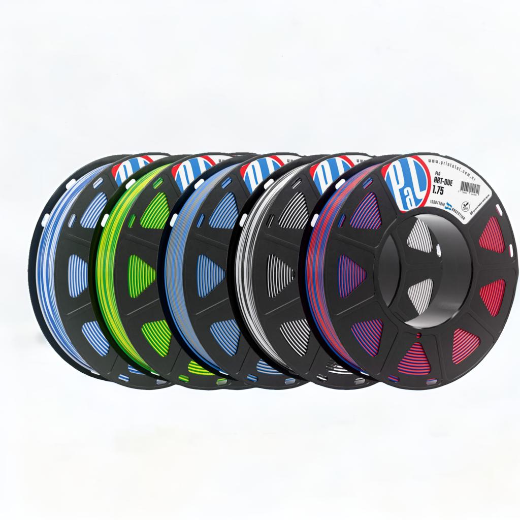 Pack PLA ART® Due – 5 Rollos de 250 g, Filamento Bicolor en una Misma Bobina 🎨